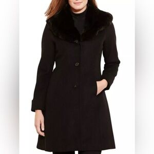 Black Faux Fur Collar Coat Ralph Lauren